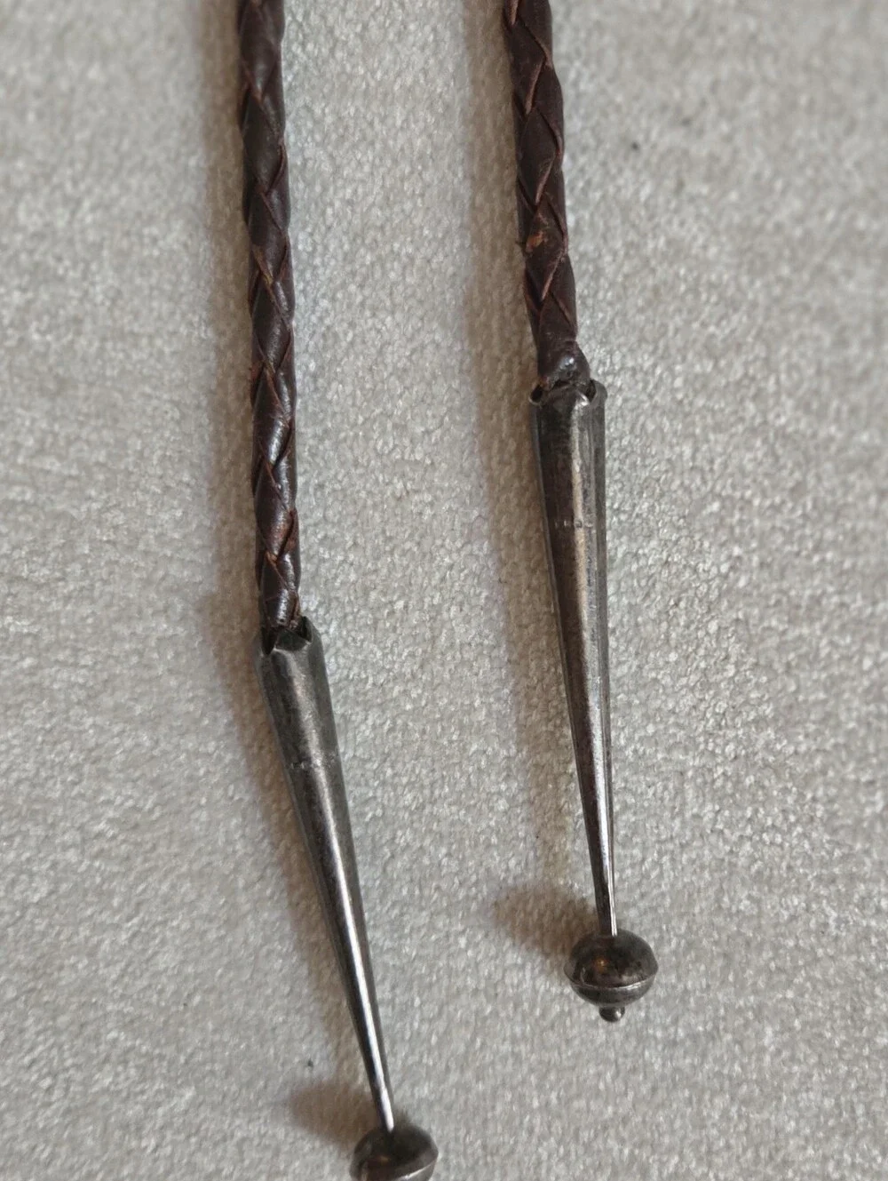 Stunning Vintage TAXCO  Silver Aztec Motif  Bolo  Black Cord/ Stone Tips